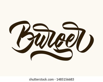 Burger - hand lettering inscription. Concept for logos, banners, labels, badges, prints, posters, web. Vector inscription.