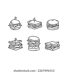 burger handrawn doodle illustrations vector