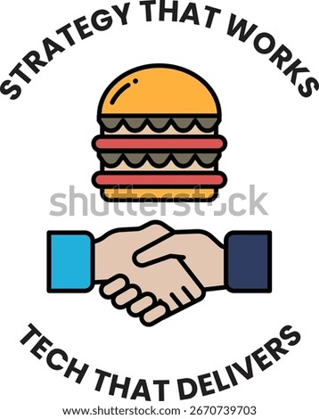 A burger and a handshake symbolize the idea of collaboration and teamwork. The image is meant to convey the importance of working together to achieve success, especially in the tech industry