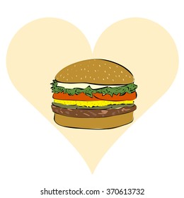 Burger in heart