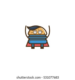 Burger Hero Character Vector Logo Design Element