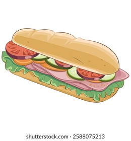 Burger and Hoagie Sign Illustration Web Element with Bun