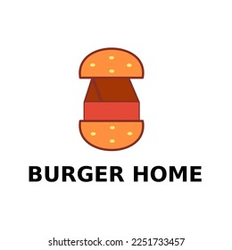 Burger home vector logo template.
