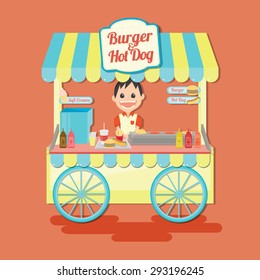 Burger and Hot Dog's cart