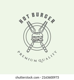 burger hot line art icon logo minimalist vector illustration design