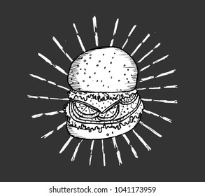 burger, hot, sketch
