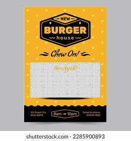 Burger House Cafe Flyer Template. A clean, modern, and high-quality design of Flyer vector design. Editable and customize template flyer