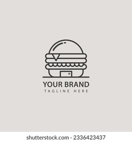 Burger House fast food logo design vector illustration. Creative combination concept between burger and house. Suitable for your Burger Business, Restaurant etc