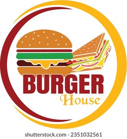 Burger house logo design vector template