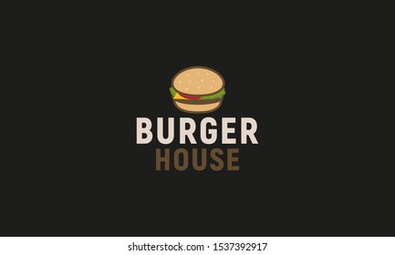 Burger House logo. Modern flat design logo template for Burger restaurant, cafe. Vector illustration