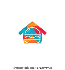 Burger house vector logo design. American classic burger house logo.