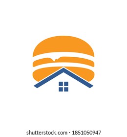 Diseño del logo vectorial de la casa de hamburguesa. Logo de la casa de hamburguesas clásica estadounidense.