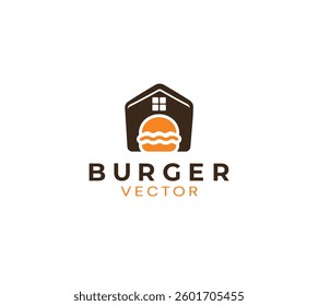 Burger house vector logo design