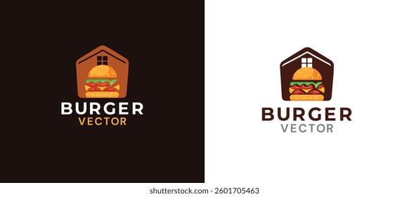 Burger house vector logo design