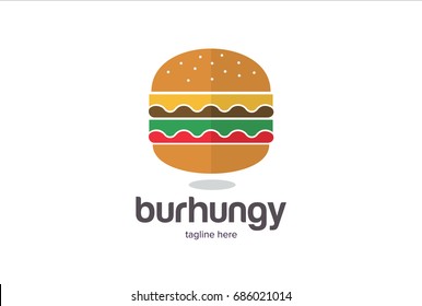 Burger Hungry Logo Template Design Vector, Emblem, Design Concept, Creative Symbol, Icon