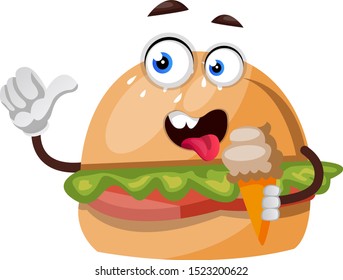 Hamburguesa con helado, ilustración, vector sobre fondo blanco.