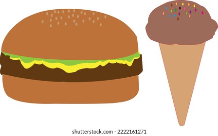 Vector de helados y de hamburguesas