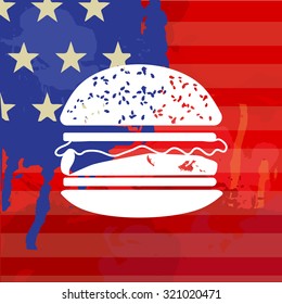 burger icon with american flag 4 july