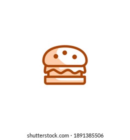 Icono de hamburguesa. Icono de panadería. Sencillo, plano, contorno, marrón, dos tonos, color.