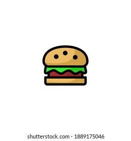 Burger icon. Bakery icon. Simple, outline, black, flat, color.