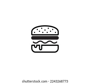 burger icon black simple vector 