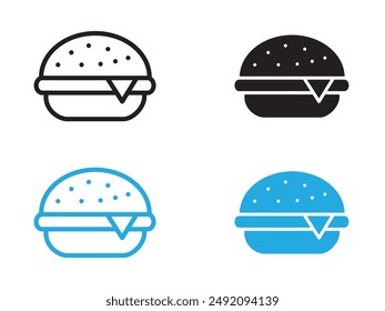 Burger icon black and white vector outline sign