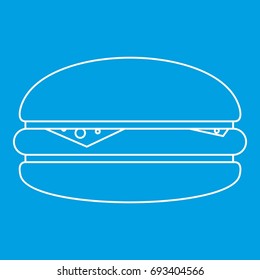 Burger icon blue outline style isolated vector illustration. Thin line sign