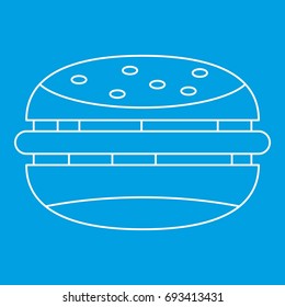 Burger icon blue outline style isolated vector illustration. Thin line sign