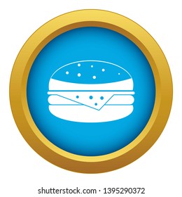 Burger icon blue vector isolated on white background for any design