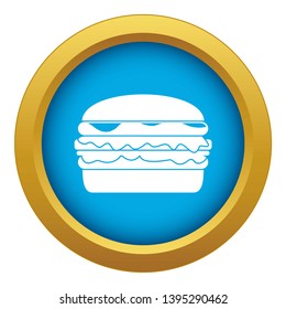 Burger icon blue vector isolated on white background for any design