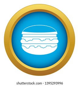 Burger icon blue vector isolated on white background for any design