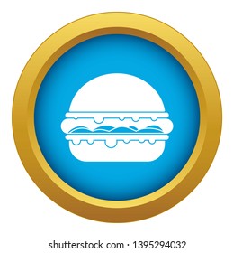 Burger icon blue vector isolated on white background for any design