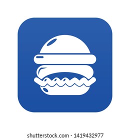 Burger icon blue vector isolated on white background