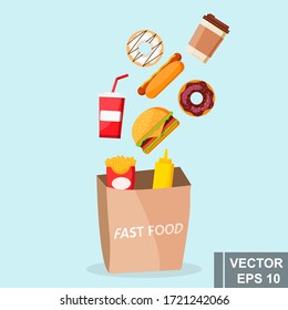 Burger icon in cartoon style. Vector illustration. Delicious dinner. 