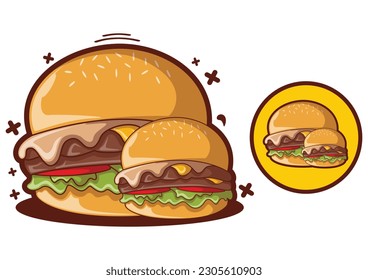 
Burger icon cartoon vector illustration