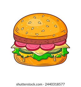 Burger icon. Cartoon of burger icon for web design isolated on white background