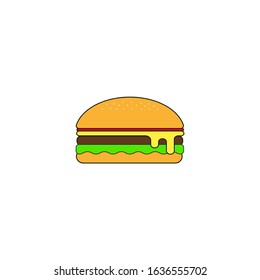 Burger icon. Cheese burger logo. isolated vector burger icon with white background