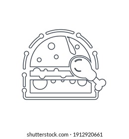 Burger Icon. Chicken burger, burger with cold coffee, burger with cold coffee and french chips icon. flat, vector, color circle, color background, two color, black shape, white vector icon.