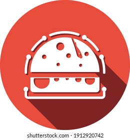 Burger Icon. Chicken burger, burger with cold coffee, burger with cold coffee and french chips icon. flat, vector, color circle, color background, two color, black shape, white vector icon.