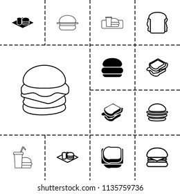 Burger icon. collection of 13 burger filled and outline icons such as . editable burger icons for web and mobile.