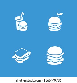 Burger icon. collection of 4 burger filled icons such as . editable burger icons for web and mobile.