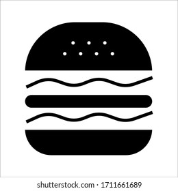 Burger icon design template. Flat hamburger logo background. Line street fast food symbol illustration. Modern sandwich concept for bar, cafe, stall, delivery. EPS 10
