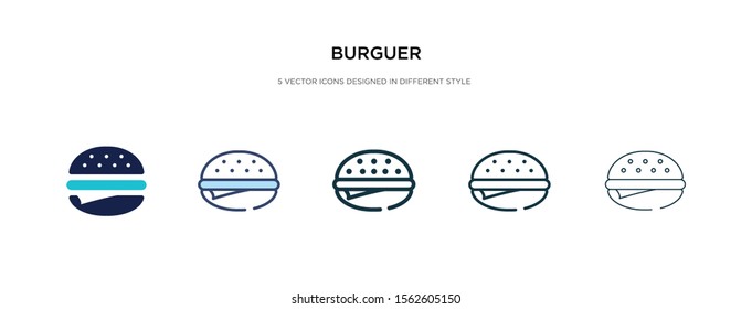 burger icon in different style vector illustration. two colored and black burger vector icons designed in filled, outline, line and stroke style can be used for web, mobile, ui