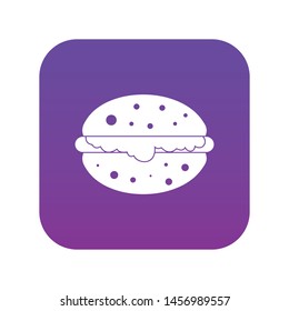 Burger icon digital purple for any design isolated on white vector illustration