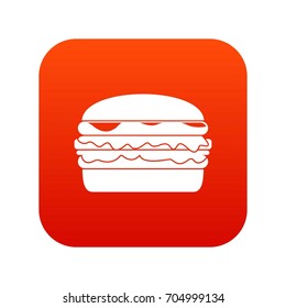 Burger icon digital red for any design isolated on white vector illustration