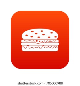 Burger icon digital red for any design isolated on white vector illustration