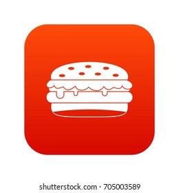 Burger icon digital red for any design isolated on white vector illustration