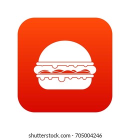 Burger icon digital red for any design isolated on white vector illustration