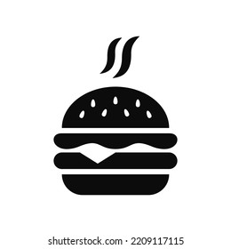 Burger icon. Fast food. Cheeseburger. Meal. Takeaway. Vector icon isolated on white background.