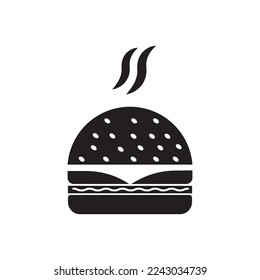 Burger icon. Fast food. Cheeseburger. Meal. Takeaway. Vector icon isolated on white background.